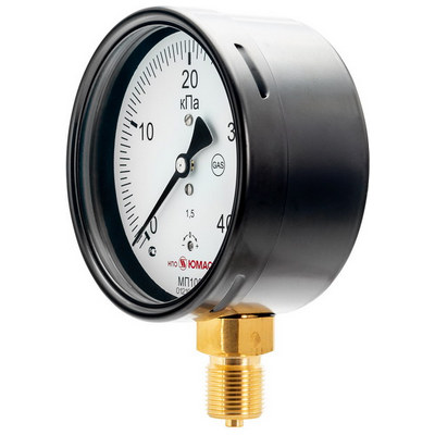 Напоромер радиальный ЮМАС МП100М (0-25 кПа) М20х1.5 ДК100мм, класс точности 1.5, чёрный корпус, 8400380575