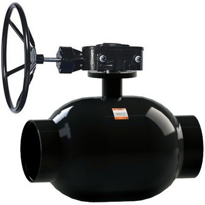 Кран шаровой полнопроходной Бивал КШТ.15.350.25 С/С+R Ду350 Ру25 стальной под приварку с редуктором