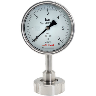 Узел измерения давления радиальный ЮМАС МП100НН.../SD/РМП-Ду50 (-1-9 бар) ДК100мм, класс точности 1.0, 8400381395