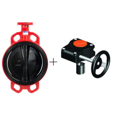 Затвор дисковый поворотный ADL Гранвэл ЗПВС м/ф Ду200 Ру16 чугунный с редуктором Pro-Gear X-41 и концевыми выключателями, FL(w)-3-200-MDV-E