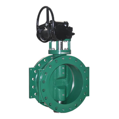 Затвор дисковый поворотный двухэксцентриковый Gala Fig 2688 ф/ф Ду125 Ру16 чугун со штурвалом и редуктором