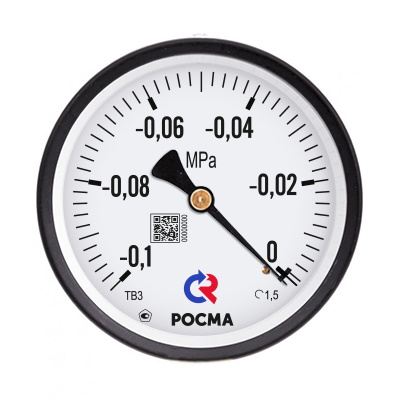 Вакуумметр общетехнический осевой Росма ТВ-510Т.00 (-0.1-0MPa) G1/2 ДК100мм, класс точности 1.5, 00000010042