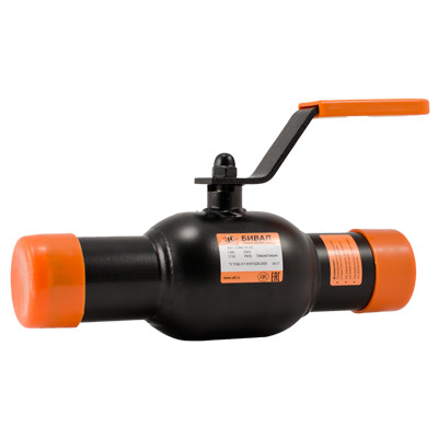 Кран шаровой стандартнопроходной Бивал КШТ.10.100.25 С/С Ду100 Ру25 стальной под приварку с рукояткой