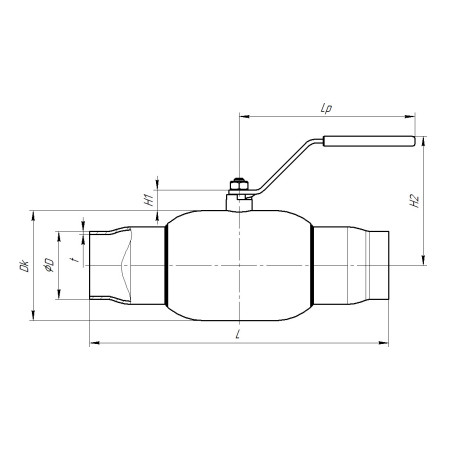 Кран шаровой полнопроходной Бивал КШТ.13.020.40 С/С Ду20 Ру40 стальной под приварку с рукояткой