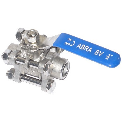 Кран шаровой ABRA-BV 1" Ду25 Ру40 полнопроходной под приварку из нержавеющей стали с рукояткой, ABRA-BV-61A-025