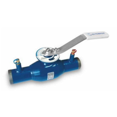 Кран шаровой стандартнопроходной регулирующий Temper 692 Ду 15, Ру 4,0 МПа L=200 мм под приварку стальной с измерительными ниппелями и рукояткой