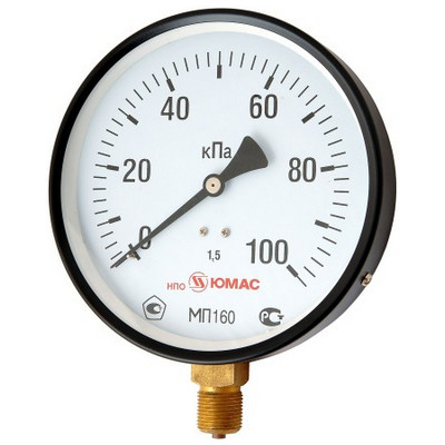 Манометр радиальный ЮМАС МП160М (0-6 МПа) М20х1.5 ДК160мм, класс точности 1.5, 8400380198