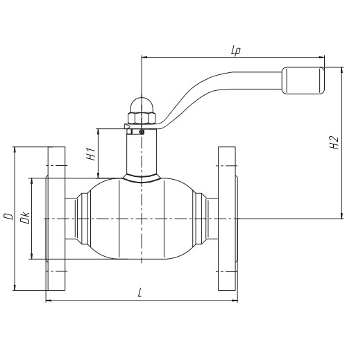 Кран шаровой полнопроходной Бивал КШТ.15.025.40 Ф/Ф Ду25 Ру40 стальной фланцевый с рукояткой