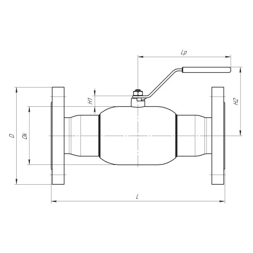 Кран шаровой полнопроходной Бивал КШТ.13.125.16 Ф/Ф Ду125 Ру16 стальной фланцевый с рукояткой