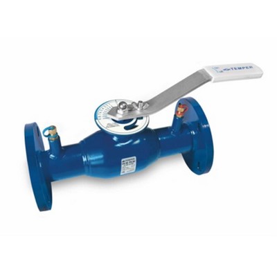 Кран шаровой стандартнопроходной регулирующий Temper 683 Ду 150, Ру 1,6 МПа L=380 мм фланцевый стальной с измерительными ниппелями и рукояткой