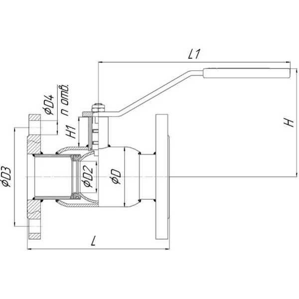 Кран шаровой фланцевый Temper 297 Ду80 Ру25 полнопроходной, сталь 20, 29720080 с рукояткой