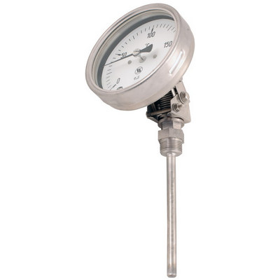 Термометр биметаллический коррозионностойкий универсальный ЮМАС ТБП160 (0…120°C) ДК160 мм L=160 мм, класс точности 1.5, без гильзы, 8400381971