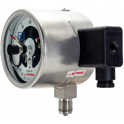 Манометр радиальный взрывозащищённый ЮМАС ЭКМ100ННЭк-Эб-0ExiaIIСТ4GaХ (-0.1-2.4 МПа) М20х1.5 ДК100мм, класс точности 1.0, электроконтактный с магнитомеханическими контактами, 8400380875