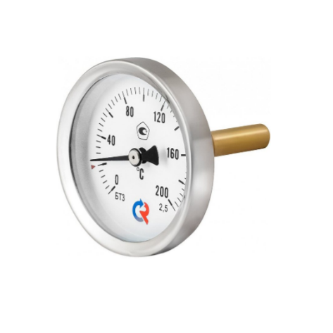 Термометр биметаллический осевой Росма БТ (серия 211) (0-250°С) G1/2 ДК63мм, класс точности 2.5, с гильзой из латуни