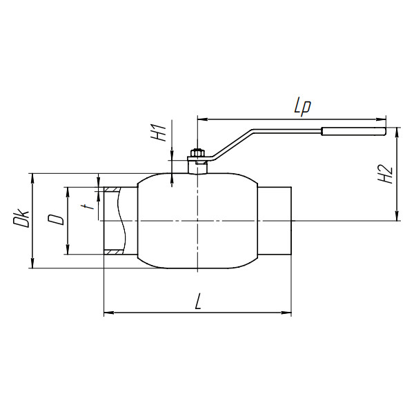 Кран шаровой стандартнопроходной Бивал КШТ.10.100.25 С/С Ду100 Ру25 стальной под приварку с рукояткой