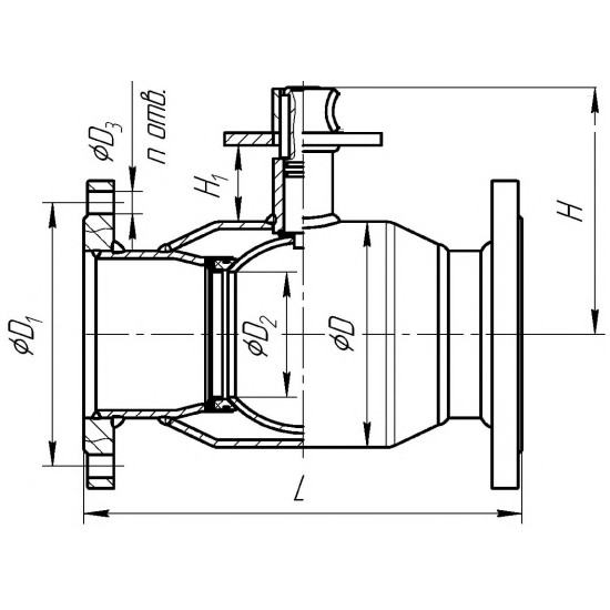Кран шаровой фланцевый Temper 283 Ду300 Ру16 стандартнопроходной, ISO фланец, сталь 09Г2С, 28345300 с голым штоком под привод