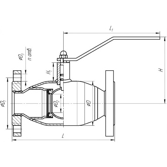 Кран шаровой фланцевый Temper 293 Ду80 Ру16 полнопроходной, сталь 20, 29320080 с рукояткой