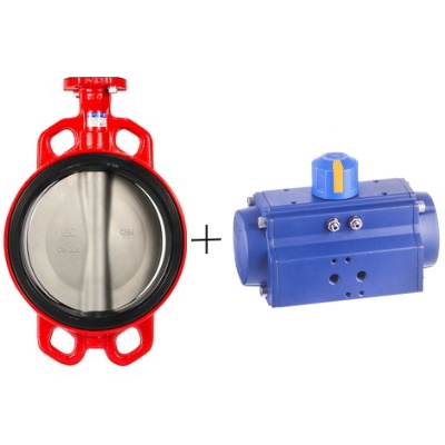 Затвор дисковый поворотный ADL Гранвэл ЗПНЛ м/ф Ду100 Ру16 чугунный с пневмоприводом без пневмораспределителя, FLN(w)-5-100-N