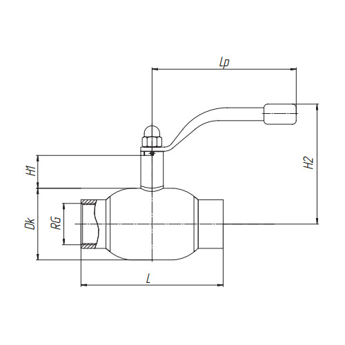 Кран шаровой стандартнопроходной Бивал КШТ.12.020.40 Р/Р Ду20 Ру40 стальной муфтовый с рукояткой