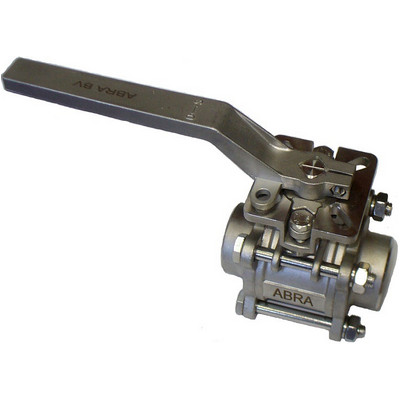 Кран шаровой ABRA-BV 3/4" Ду20 Ру40 двухсоставной c ISO верхним фланцем, полнопроходной под приварку, из нержавеющей стали с рукояткой, ABRA-BV-61-020