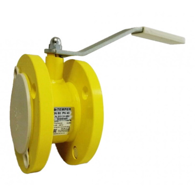 Кран шаровой газовый полнопроходной Temper 393 Компакт Ду 80, Ру 1,6 МПа L=121 мм фланцевый стальной с рукояткой