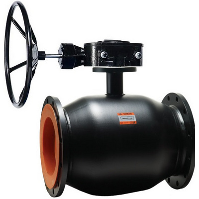 Кран шаровой стандартнопроходной Бивал КШТ.12.150.16 Ф/Ф+R Ду150 Ру16 стальной фланцевый с редуктором