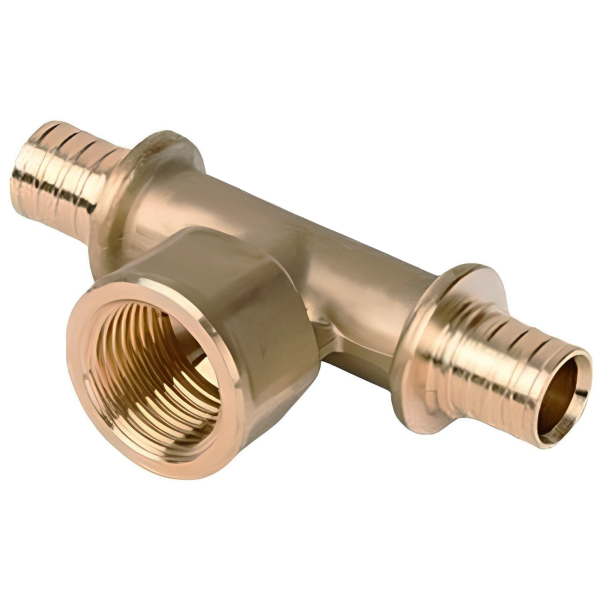 Тройник переходной с внутренней резьбой для труб из сшитого полиэтилена Stout латунь