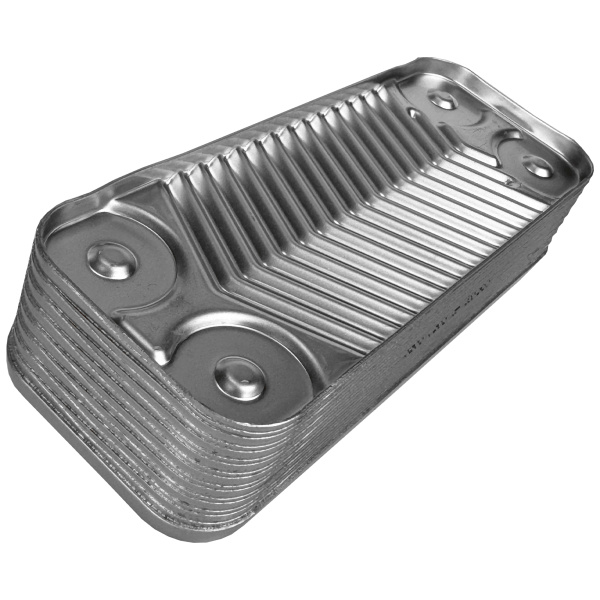 Теплообменник вторичный 16 пластин для котлов Ariston (65104333), BAXI Eco Classic, Eco Nova (63041310091P, 6304131043, 17B1901630), PHE01-A-16P-160