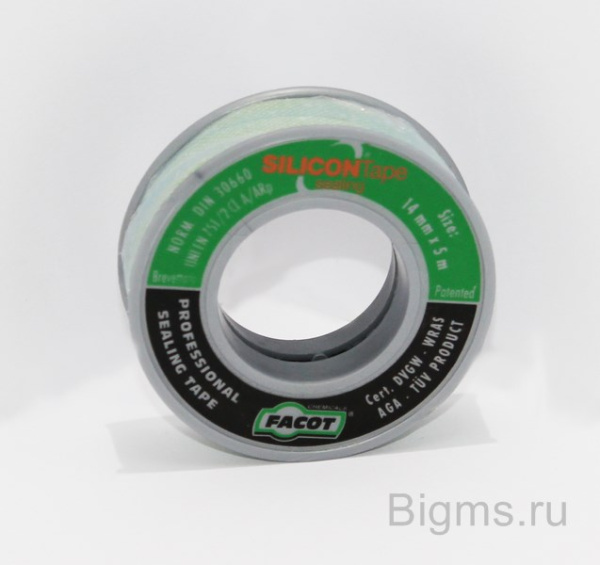 Фум лента для воды силиконовая 14 мм х15 м Silicon Sealing Tape Facot SST1415