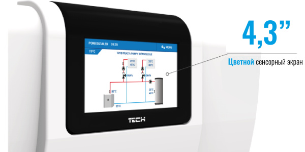 Контроллер для котельной (2 смесительных контура + ГВС) Tech (Тех) ST-i-2 PLUS «Большой Мастер»