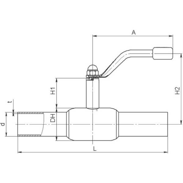 Кран шаровой цельносварной Ballomax КШТ 60.102.025.А.40 Ду25 Ру40 стандартнопроходной приварной стальной с рукояткой