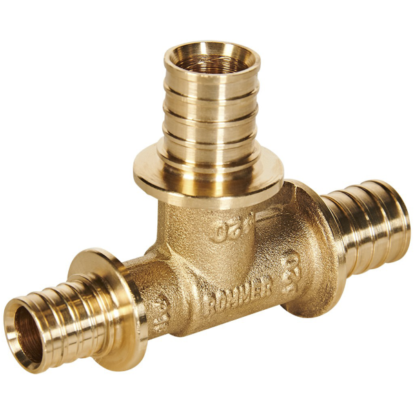 Тройник переходной для труб из сшитого полиэтилена Rommer латунь