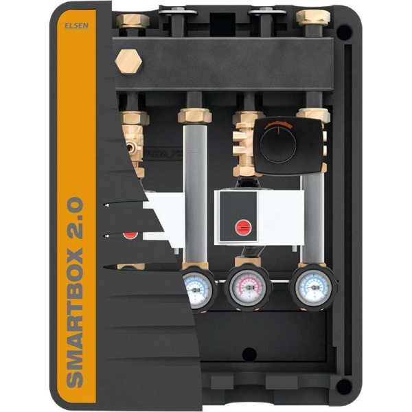 Коллектор для котельных с НГ 1" 47 кВт с гидрострелкой, теплоизоляцией и крепежом, сталь Elsen SmartBox 2.0