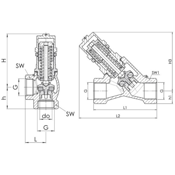 Перепускной клапан прямого действия Гранрег КАТ472-01-3,0-05-02-015-25-12,0-Р/Р Ду15 Ру25 Kvs=3 м3/ч, Pвх=2…12 бар, Tmax=225°C муфтовый бронзовый