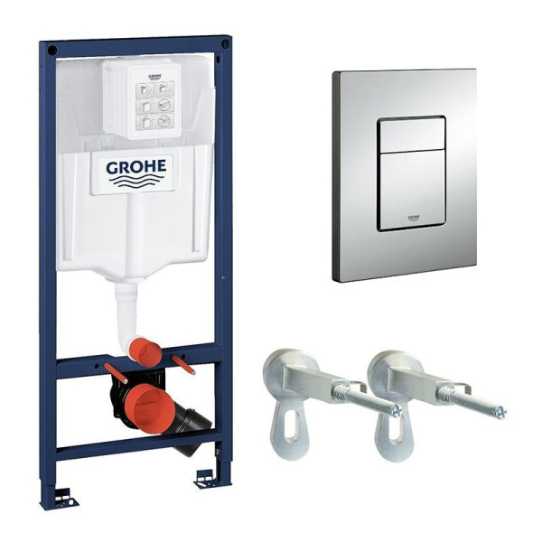 Инсталляция для унитаза Grohe Rapid SL 38772001 3 в 1 с квадратной кнопкой Skate Cosmopolitan Хром