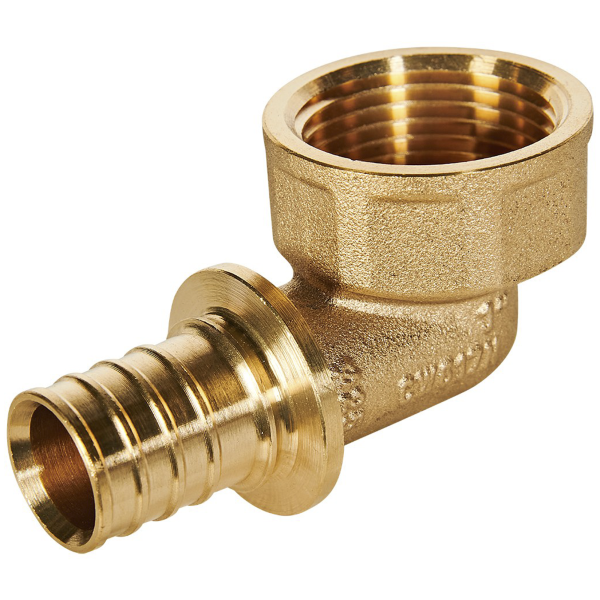 Угольник аксиальный переходной с внутренней резьбой для труб из сшитого полиэтилена Rommer латунь