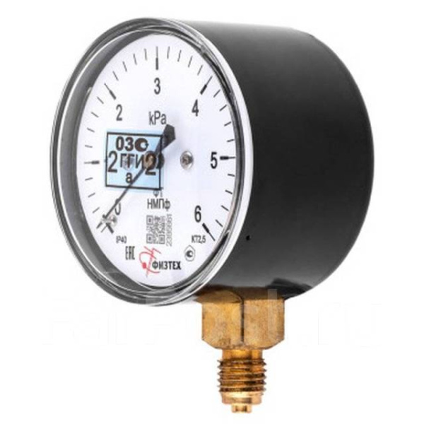 Напоромер радиальный Физтех НМПф (0-25 кПа) к.т. 2,5 Ø63 мм IP40 M12х1,5 РШ мембранный, 4687205633439