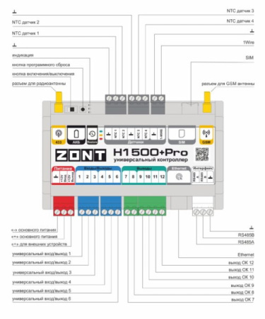 Контроллер универсальный отопительный ZONT H1500+ PRO ML00005968