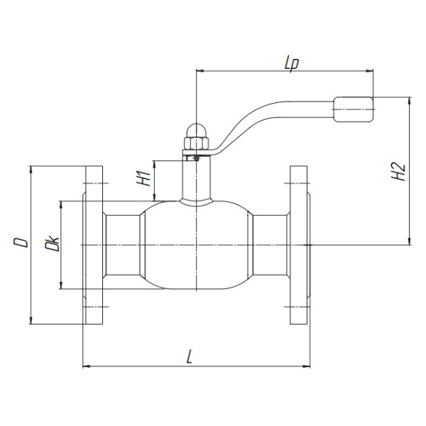 Кран шаровой стандартнопроходной Бивал КШТ.12.050.25 Ф/Ф Ду50 Ру25 стальной фланцевый с рукояткой