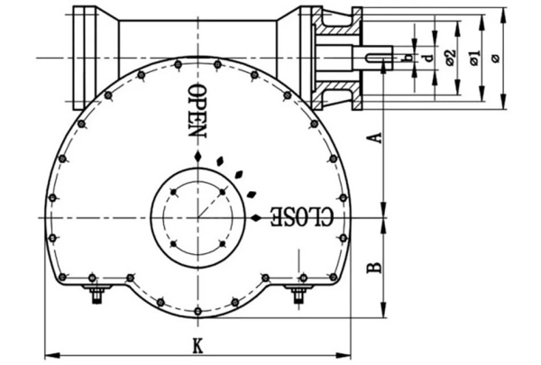 Затвор дисковый поворотный Benarmo м/ф Ду800 Ру10/16 чугун/EPDM EURO с редуктором под электропривод 2011RA