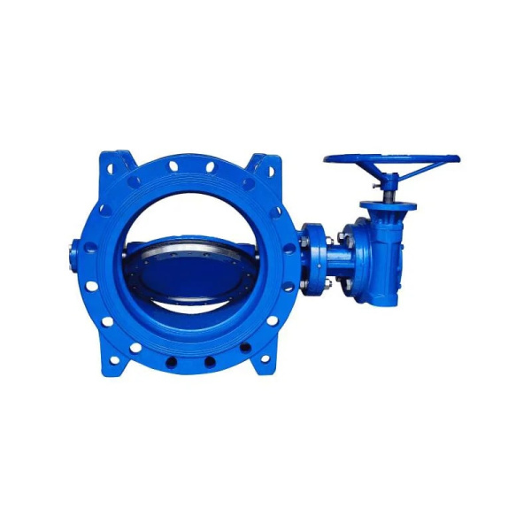 Затвор дисковый поворотный двухэксцентриковый Benarmo 2210RA ф/ф Ду1000 Ру10/16 чугун/ EPDM со штурвалом и редуктором