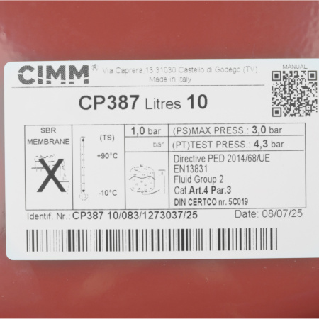 Расширительный бак 10 л для котлов Baxi, круглый красный (5690740), CMM16