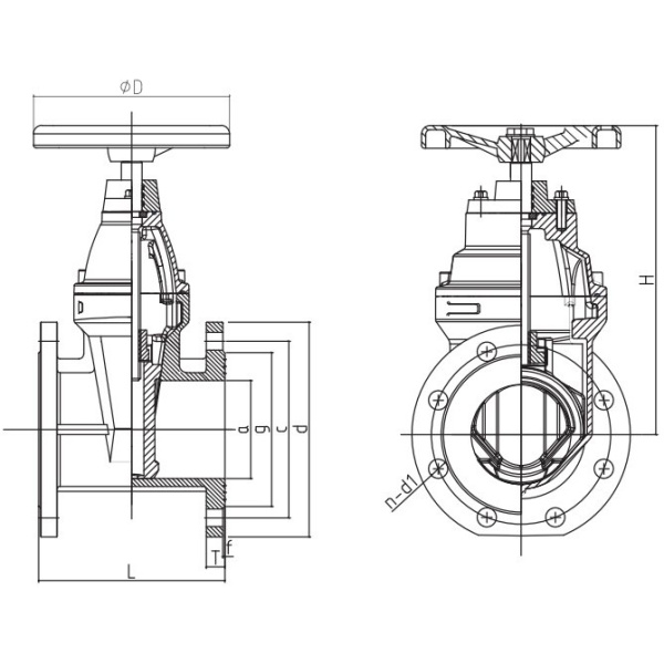 Задвижка с обрезиненным клином и невыдвижным штоком Gala Fig.3269 Ду400 Ру1,6 МПа DIN F4 чугунный фланцевый со штурвалом, WH3269400
