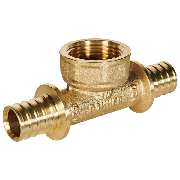 Тройник переходной с внутренней резьбой для труб из сшитого полиэтилена Rommer латунь
