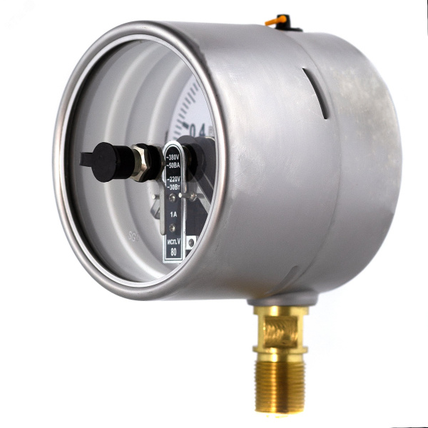 Вакуумметр радиальный Физтех ДВ2010ф исп.V (-100…0 кПа) к.т. 1,5 Ø100 мм IP54 M20х1,5 РШ SG электроконтактный пылевлагозащищенный с безопасным стеклом, 4687205622273