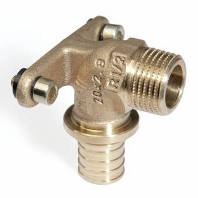 Угольник настенный Rehau RX+ 90° Ø16-R1/2″ аксиальный с наружной резьбой, бронзовый для PE-X труб RAUTITAN, 14563643001 — фото
