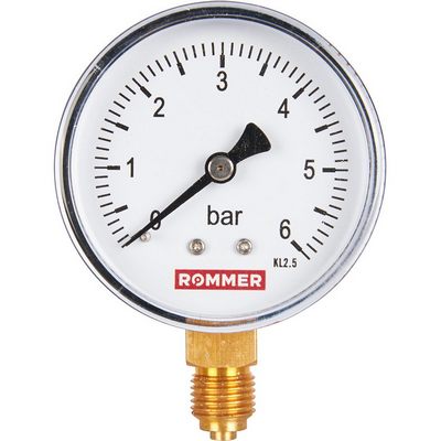 Манометр радиальный 0-6 бар 1/4" Ø63 мм Rommer RIM-0010-630608 — фото