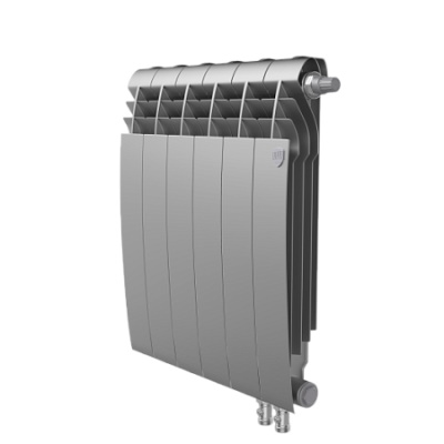 Радиаторы Royal Thermo BiLiner 500 Silver Satin VR80 биметаллические, серебристые нижнее правое подключение — фото