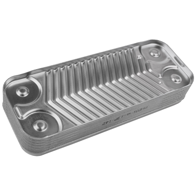 Теплообменник ГВС (вторичный) 12 пластин для котлов Ariston, Chaffoteaux, Beretta, Fondital, Koreastar, Ferroli, Protherm, Demrad 65116314, 65104333 — фото