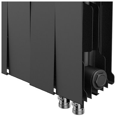 Радиаторы Royal Thermo PianoForte 200 Noir Sable VDR биметаллические, чёрные нижнее правое подключение — фото